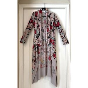 Sparrow Anthropologie Sz S Open Cardigan Sweater Long Duster Floral Linen Boho